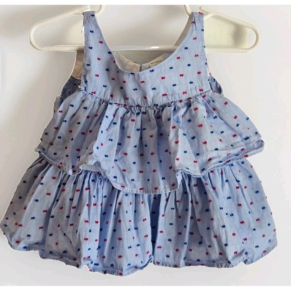 OshKosh B'gosh Other - Baby Girl Ruffle Dress-Sleeveless Tiered Sundress with Red & Navy Dots Size 2T